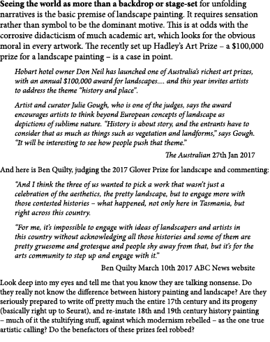 Seeing the world as more than a backdrop or stage-set for unfolding narratives is the basic premise of landscape pain...