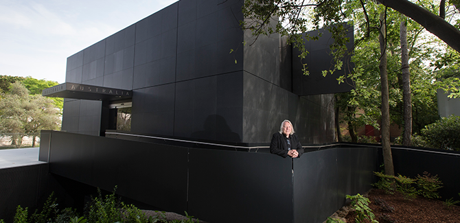 Architect John Denton, Denton Corker Marshall at the Australia Pavilion at the Venice Biennale.