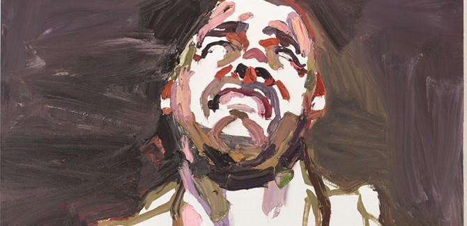 Ben Quilty, 'SOTG, after Afghanistan' painted in Robertson, New South Wales, 2011 oil on linen (diptych), overall 300 x 140 cm, top panel 190 x 140 cm, bottom panel 110 x 140 cm acquired under the official art scheme in 2012