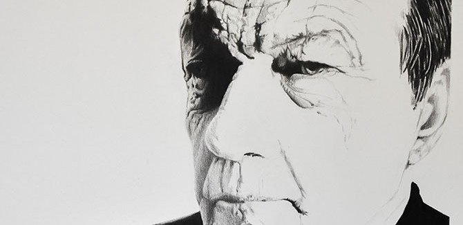 Andrew Southall, Self Portrait No. 158 2015, pencil on paper. Photograph by Elise Dutra. Andrew Southall: Will these do, Mr Hockney?, La Trobe University Visual Arts Centre, 121 View Street Bendigo (VIC), until 21 February 2016