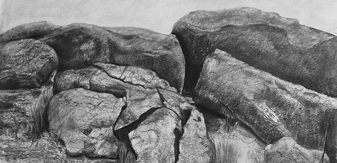 Roz AVENT, Cracked (detail) 2016, charcoal, ink & acetone, 124 x 153 cm. Roz Avent: Nature Brute, The Lost Ones, 14 Camp Street, Ballarat (VIC), 14 September – 9 October 2016
